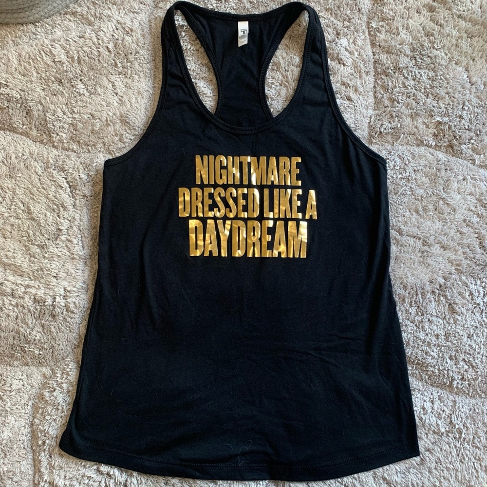 Taylor Swift Nightmare Lyric Gold and Black Racerback Tank